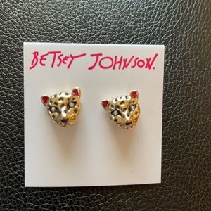 Leopards head stud earrings embellished Betsey J
